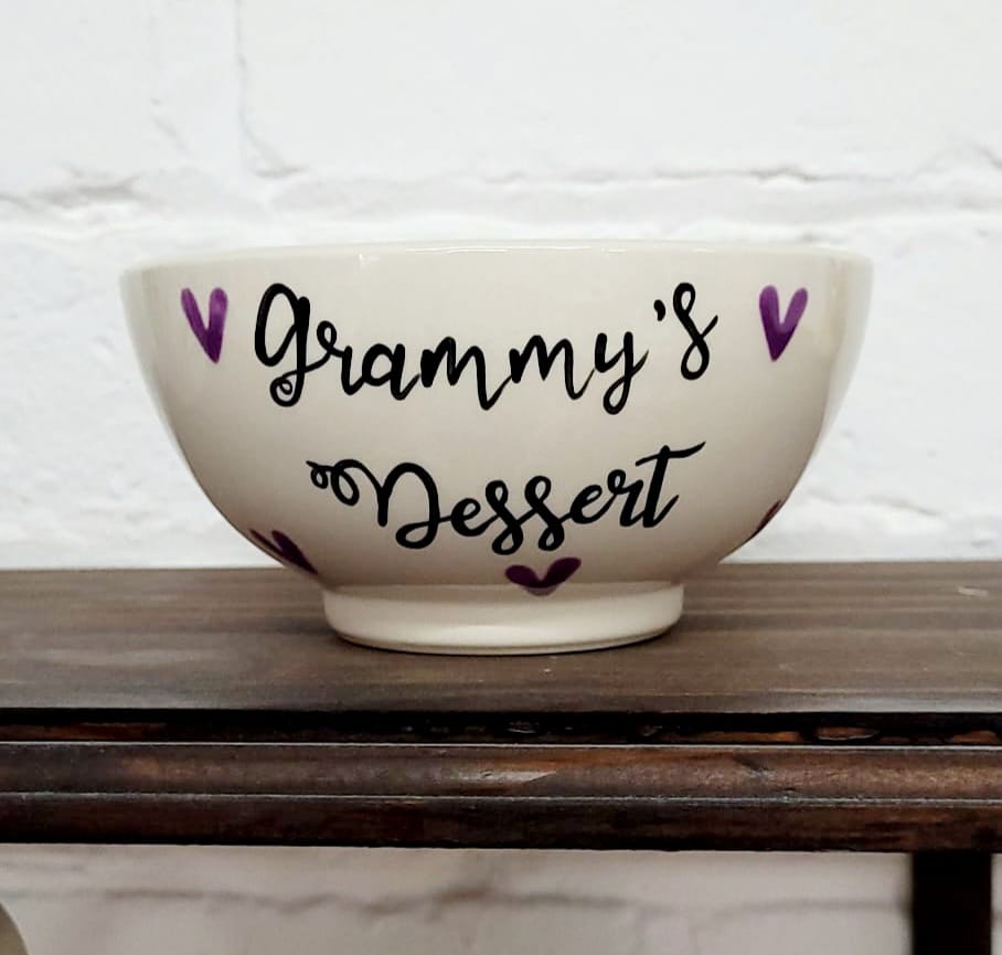 Personalised Cereal Bowl Small Hearts Doodle Alley