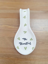 Load image into Gallery viewer, Personalised Ceramic Spoon Rest with family name

