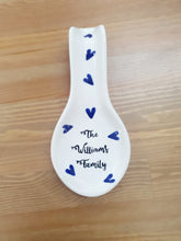 Load image into Gallery viewer, Personalised Ceramic Spoon Rest with family name