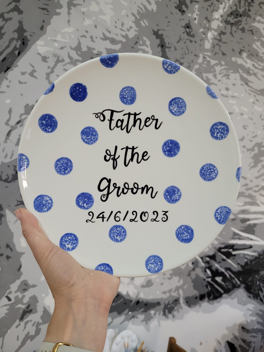 Personalised Father of the Groom / Bride Plate - Dotty