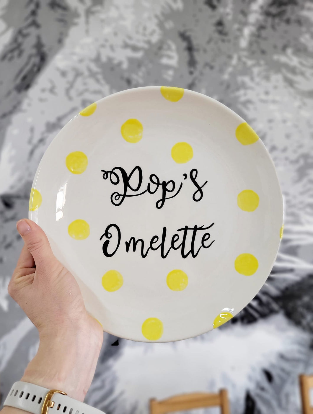 Personalised Omelette Plate - Dotty